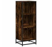HKTMGDNG Étagère sur pied en chêne fumé - 40 x 35 x 107,5 cm - 3 | Paravent compact avec 3 compartiments ouverts pour salon et bureau. Style industriel en bois robuste.