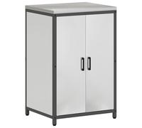 HKTMGDNG Hattem Rangement de cuisine en acier argenté 60 x 50 x 92 cm 2 | Meuble de travail robuste pour cuisine de jardin et espace barbecue avec deux compartiments pour ranger les ustensiles sur la