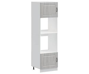 HKTMGDNG Lot de 2 armoires de cuisinière Kalmar gris Sonoma en bois | Meuble de cuisine haut convertible pour four et micro-ondes, avec pieds réglables en hauteur pour n'importe quelle cuisine