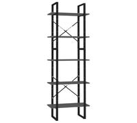 HKTMGDNG Lot de 2 bibliothèques à 5 compartiments - Gris - En métal - 60 x | Étagère de rangement flexible pour salon et chambre à coucher, modulable comme étagère haute ou basse.