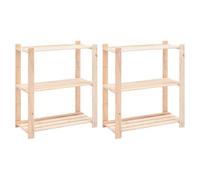 HKTMGDNG Lot de 2 étagères de rangement en pin massif 80 x 38 x 90 cm | Étagère en bois polyvalente à 3 étages pour garage, atelier, entrepôt ou cave. Charge maximale : 150 kg, montage facile.
