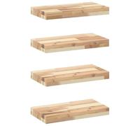 HKTMGDNG Lot de 4 étagères flottantes en bois d'acacia massif non traité 40 | Étagère murale polyvalente en bois véritable non traité pour une peinture individuelle dans le salon et la chambre à coucher.