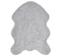 HKTMGDNG TAFALLA Tapis en peau de mouton synthétique Gris 80 x 120 cm | Tapis de lit moelleux de forme irrégulière pour salon et chambre à coucher, poils longs doux en polyester.