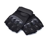 HKUCO Demi-Doigt Noir pour Sports de Plein air pour Gants antidérapants d'équitation/d'escalade/d'entraînement/de vélo