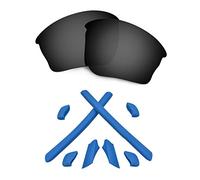 HKUCO For Oakley Half Jacket XLJ Black Polarized Replacement Lenses And Blue Earsocks Rubber Kit