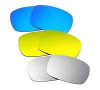 HKUCO Mens Replacement Lenses For Oakley Crankcase Blue/24K Gold/Titanium Sunglasses