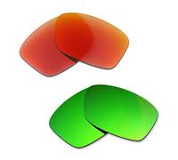 HKUCO Plus Mens Replacement Lenses For Oakley Jupiter Squared Red/Emerald Green Sunglasses