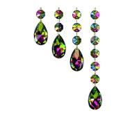 HKVTVCYPYA 10 pièces de larmes en cristal de 38mm, bricolage, fabricant arc-en-ciel, attrape-soleil, lustre, prismes, pendentifs, perles octogonales, ornement suspendu(Electroplating,XL)