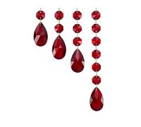 HKVTVCYPYA 10 pièces de larmes en cristal de 38mm, bricolage, fabricant arc-en-ciel, attrape-soleil, lustre, prismes, pendentifs, perles octogonales, ornement suspendu(Red,XL)