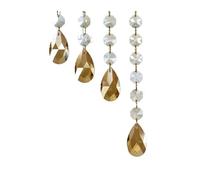 HKVTVCYPYA 10 pièces de larmes en cristal de 38mm, bricolage, fabricant arc-en-ciel, attrape-soleil, lustre, prismes, pendentifs, perles octogonales, ornement suspendu(Gold Champagne,L)