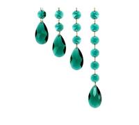 HKVTVCYPYA 10 pièces de larmes en cristal de 38mm, bricolage, fabricant arc-en-ciel, attrape-soleil, lustre, prismes, pendentifs, perles octogonales, ornement suspendu(Malachite Green,L)