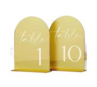 HKVTVCYPYA Arche de miroir en acrylique, numéros de Table, signes de mariage, signalisation de réception, décor avec Base(Gold,Tables 1-15)
