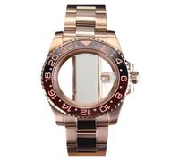 HKVTVCYPYA Boîtier de montre en or Rose 40mm, cadran 28.5mm, lunette de bière racine Compatible for NH34 NH35 NH36/38 Miyota8215 ETA2824(Glass bottom 1-For NH34 35 36 38)