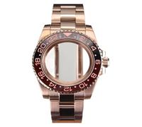 HKVTVCYPYA Boîtier de montre en or Rose 40mm, cadran 28.5mm, lunette de bière racine Compatible for NH34 NH35 NH36/38 Miyota8215 ETA2824(Glass bottom 2-For NH34 35 36 38)