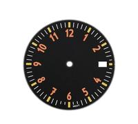 HKVTVCYPYA Cadran de montre 28,5 mm compatible avec les modèles NH35/NH36/4R/7S, cadran de remplacement vert lumineux noir blanc/orange avec ou sans calendrier(Black Orange 1)