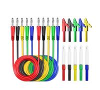HKVTVCYPYA Kit de cordons de test for multimètre série P1043B: fiche banane 4mm, sonde de perçage de sécurité, aiguille et pinces crocodiles(15PCS Test Lead Kit)