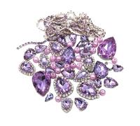 HKVTVCYPYA Larme cristal Violet mélange taille pierres de verre perles perles tasse chaîne jante strass coudre sur la décoration des vêtements