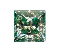 HKVTVCYPYA Perles de charme combinées en pierre de moissanite taille princesse VVS1 for la fabrication de bijoux de pointe(Yellow green,7x7MM- 2CT)