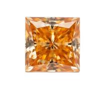HKVTVCYPYA Perles de charme combinées en pierre de moissanite taille princesse VVS1 for la fabrication de bijoux de pointe(Champagne,7x7MM- 2CT)