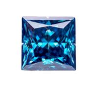 HKVTVCYPYA Perles de charme combinées en pierre de moissanite taille princesse VVS1 for la fabrication de bijoux de pointe(Sapphire blue,7x7MM- 2CT)