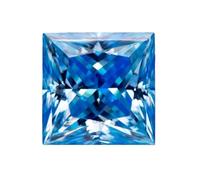 HKVTVCYPYA Perles de charme combinées en pierre de moissanite taille princesse VVS1 for la fabrication de bijoux de pointe(Lce Blue,7x7MM- 2CT)