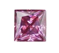 HKVTVCYPYA Perles de charme combinées en pierre de moissanite taille princesse VVS1 for la fabrication de bijoux de pointe(Dark Pink,7x7MM- 2CT)