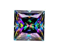 HKVTVCYPYA Perles de charme combinées en pierre de moissanite taille princesse VVS1 for la fabrication de bijoux de pointe(Rainbow Green,7x7MM- 2CT)