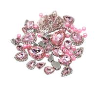 HKVTVCYPYA Perles de Strass en cristal de verre, mélange de tailles en forme de goutte rose, bord de chaîne de tasse à coudre sur les Strass for vêtements, bricolage