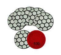 HKVTVCYPYA Tampons de polissage Dia50mm, disque de ponçage en résine for granit et marbre, Mini ensemble de polisseuse de pierre Flexible de 2 pouces, 7 pièces(7Pcs Grit100)