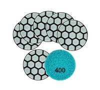 HKVTVCYPYA Tampons de polissage Dia50mm, disque de ponçage en résine for granit et marbre, Mini ensemble de polisseuse de pierre Flexible de 2 pouces, 7 pièces(7Pcs Grit400)