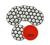 HKVTVCYPYA Tampons de polissage Dia50mm, disque de ponçage en résine for granit et marbre, Mini ensemble de polisseuse de pierre Flexible de 2 pouces, 7 pièces(7Pcs Grit1500)