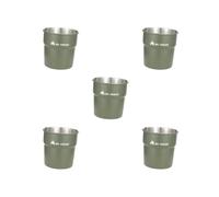 HKWFKAWA Lot de 5 tasses en acier inoxydable portables légères pour café, thé, eau, voyage, barbecue, vert, 8 x 8 cm