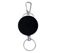 HKWFKAWA Porte-badge rétractable en acier avec boucle de ceinture Noir