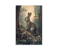 HKXXMTQMM Art mural contemporain à suspendre de l'époque victorienne d'un lapin majestueux sortant de son terrier à l'aube - 30 x 45 cm
