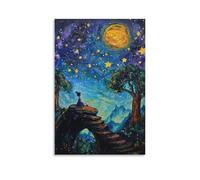 HKXXMTQMM Art mural contemporain à suspendre pour enfant Motif aventure étoilée 20 x 30 cm