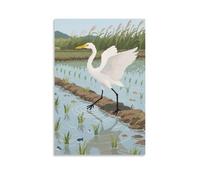 HKXXMTQMM Décoration murale contemporaine à suspendre A Little Egret Walking in The Shallows, Light Footsteps - 20 x 30 cm