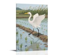 HKXXMTQMM Décoration murale contemporaine à suspendre A Little Egret Walking in The Shallows, Light Footsteps - 30 x 45 cm