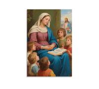HKXXMTQMM Décoration murale contemporaine à suspendre Mary enseignant l'histoire de Jésus aux enfants 50 x 75 cm
