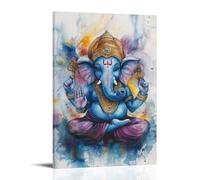 HKXXMTQMM Peinture artistique à l'aquarelle de Ganesh pour pièces attentives et confortables - Décoration murale contemporaine à suspendre - 20 x 30 cm