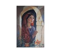 HKXXMTQMM Peinture murale chrétienne - Matin de la résurrection - Marie Madeleine à la tombe vide - Décoration murale contemporaine à suspendre - 50 x 75 cm