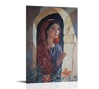 HKXXMTQMM Peinture murale chrétienne - Matin de la résurrection - Marie Madeleine à la tombe vide - Décoration murale contemporaine à suspendre - 30 x 45 cm