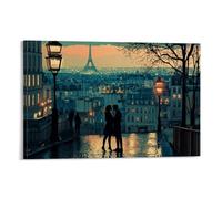 HKXXMTQMM Poster de ville de Paris - Romance tissée dans chaque rue - Décoration murale contemporaine à suspendre - 20 x 30 cm