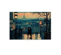 HKXXMTQMM Poster de ville de Paris - Romance tissée dans chaque rue - Décoration murale contemporaine à suspendre - 40 x 60 cm