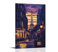 HKXXMTQMM Poster de ville - Paris - La ville éternelle de l'amour et des lumières - Décoration murale contemporaine à suspendre - 60 x 90 cm