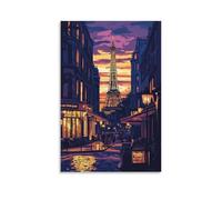 HKXXMTQMM Poster de ville - Paris - La ville éternelle de l'amour et des lumières - Décoration murale contemporaine à suspendre - 40 x 60 cm