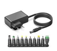 HKY Chargeur universel de 24 V 1,25 A 1 A Adaptateur d'alimentation pour LED Lumière, moniteurs, routeurs WiFi, vélo d'appartement Kettler AX1 avec 10 adaptateurs de prise chargeur CC 24 V 100 mA à