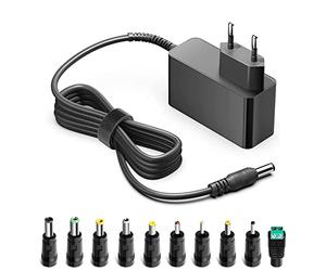 HKY Dc15v 2A AC Adaptateur Chargeur avec 10 Prises de Conversion d'adaptateur d'alimentation pour Moniteur PC,Pistolet de Massage,15V Alimentation de l'appareil, Caméras, Boîte TV, Lecteur CD,Moniteur