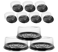 HKYBCF Boîte d'emballage 10Pcs Cake Cheese Storage Box Transparent Pet Containers With Lids Plastic Boxes For Bags Festive Party pour gâteaux(24.5X24.5X8.3CM)