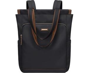 HKYBCF Cartable Sac à dos convertible for femme, sac bandoulière esthétique avec compartiment for ordinateur portable et poche secrète de 15,6 pouces(Black(32x40x13cm))