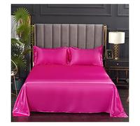HKYBCF Drap de lit en Soie Ice 1 pc Drap de lit for été Glace Cool Tissu draps supérieurs Satin Lisse Drap de lit Plat for literie Double (Pas de taie d'oreiller)(Meihong,250x230cm 98x90inch)